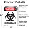 Signmission Portrait Biohazard Danger Sign, Vinyl Decal, 18in W x 24in L, 2PK OS-2PACK-DS-D-1824-V-1933 - alternate 5